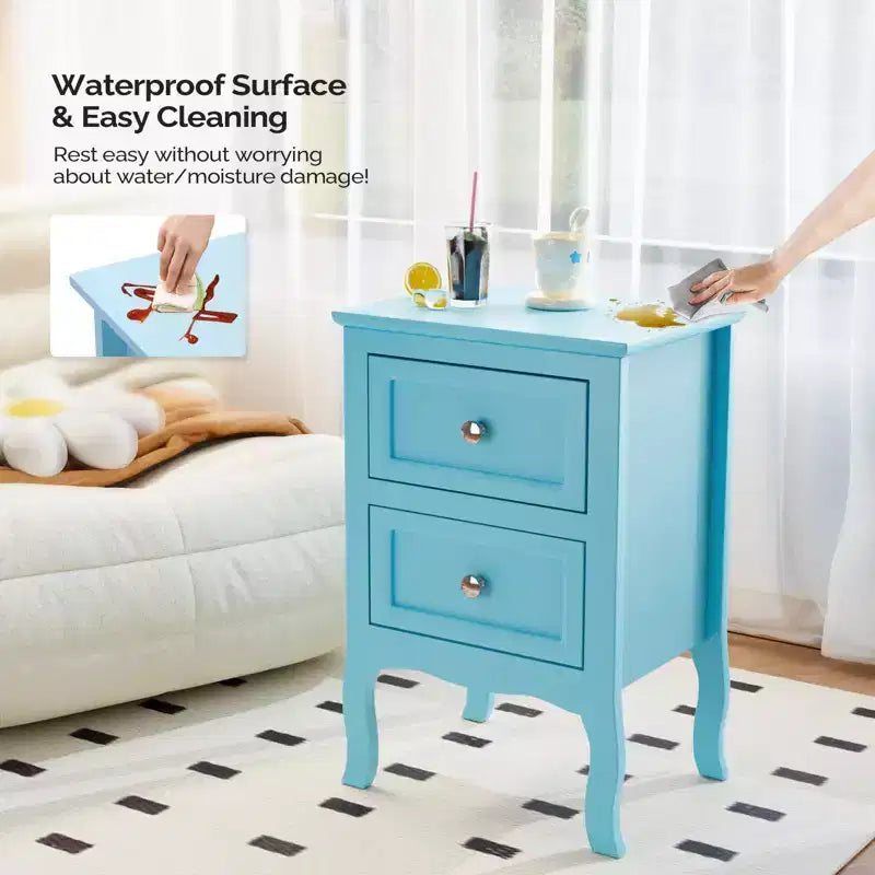Nightstand with 2 Drawers for Bedrooms, Small Bedside Table with Drawers for Small Spaces
