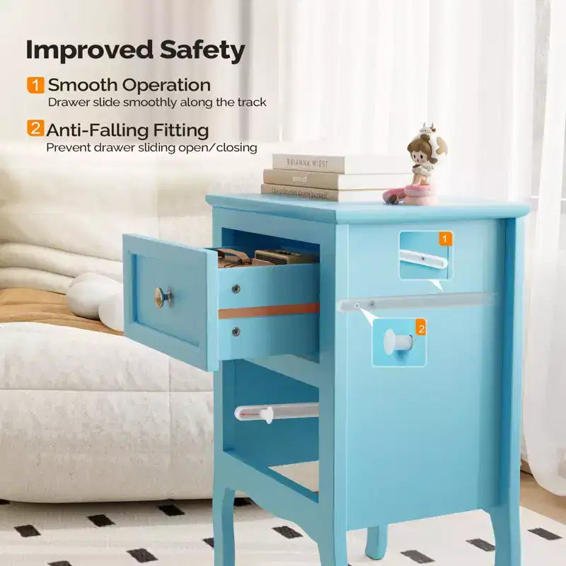Nightstand with 2 Drawers for Bedrooms, Small Bedside Table with Drawers for Small Spaces