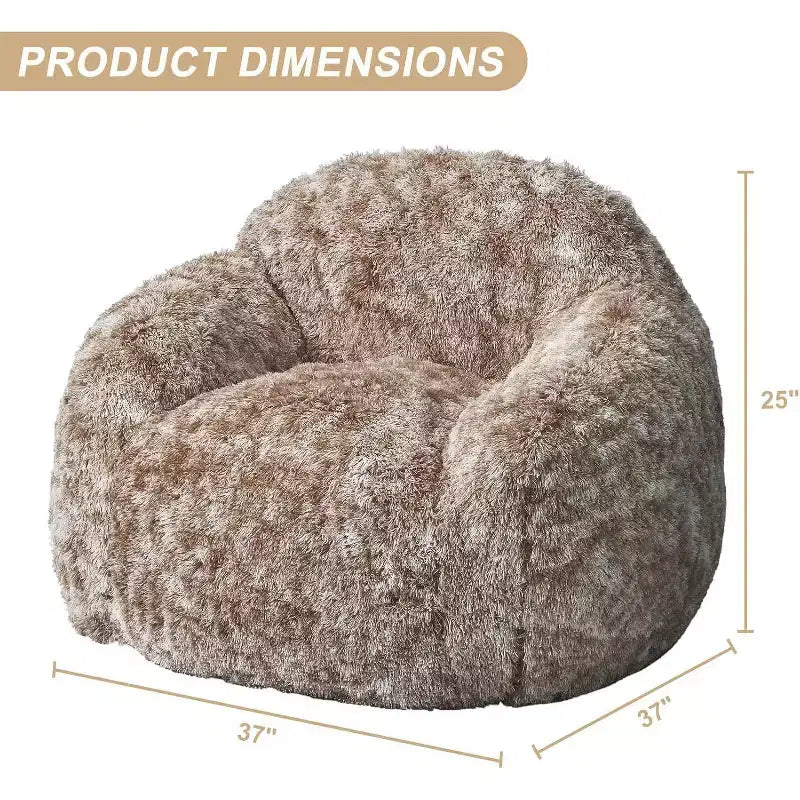 Soft Fluffy Adult Bean Bag Chair with Armrest for Reading & Living Room