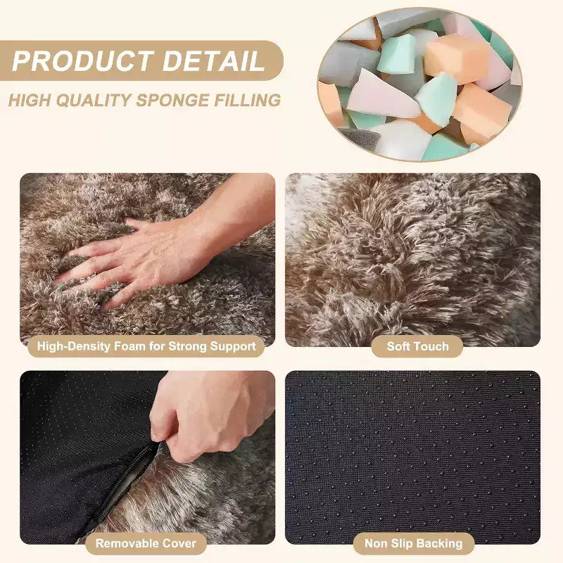 Soft Fluffy Adult Bean Bag Chair with Armrest for Reading & Living Room