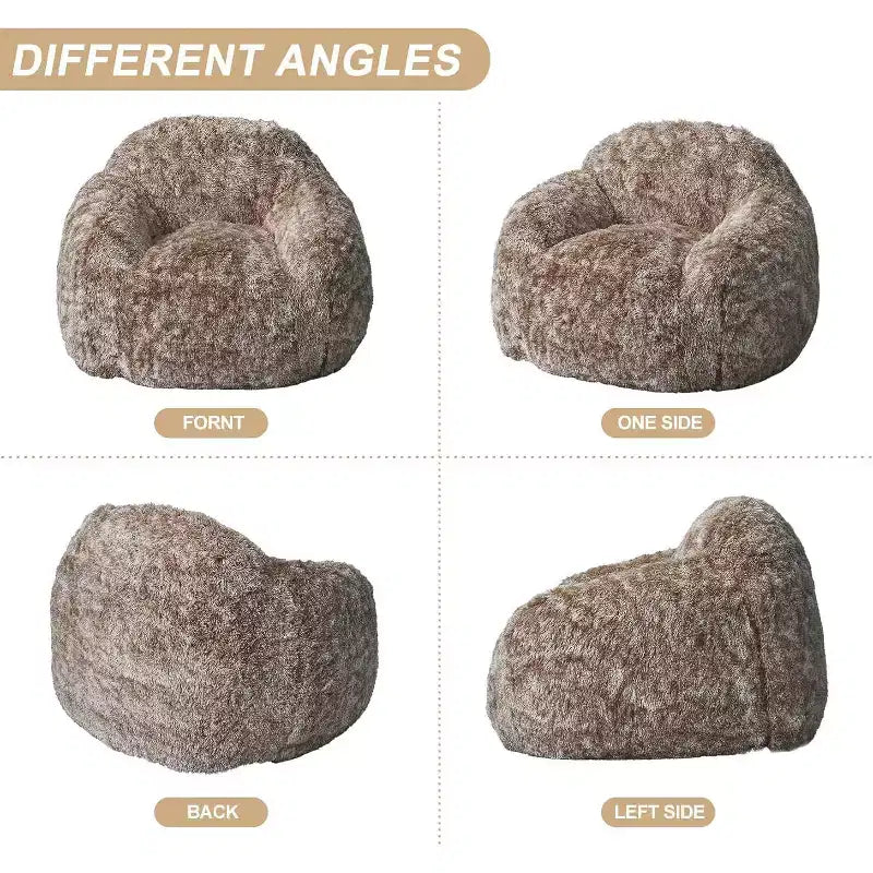 Soft Fluffy Adult Bean Bag Chair with Armrest for Reading & Living Room