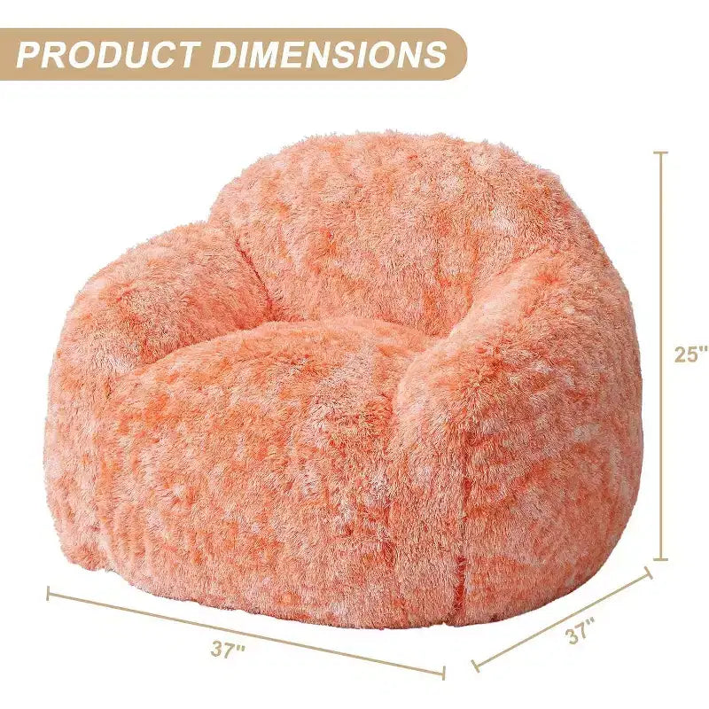 Soft Fluffy Adult Bean Bag Chair with Armrest for Reading & Living Room