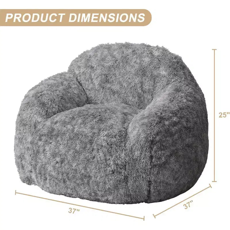 Soft Fluffy Adult Bean Bag Chair with Armrest for Reading & Living Room