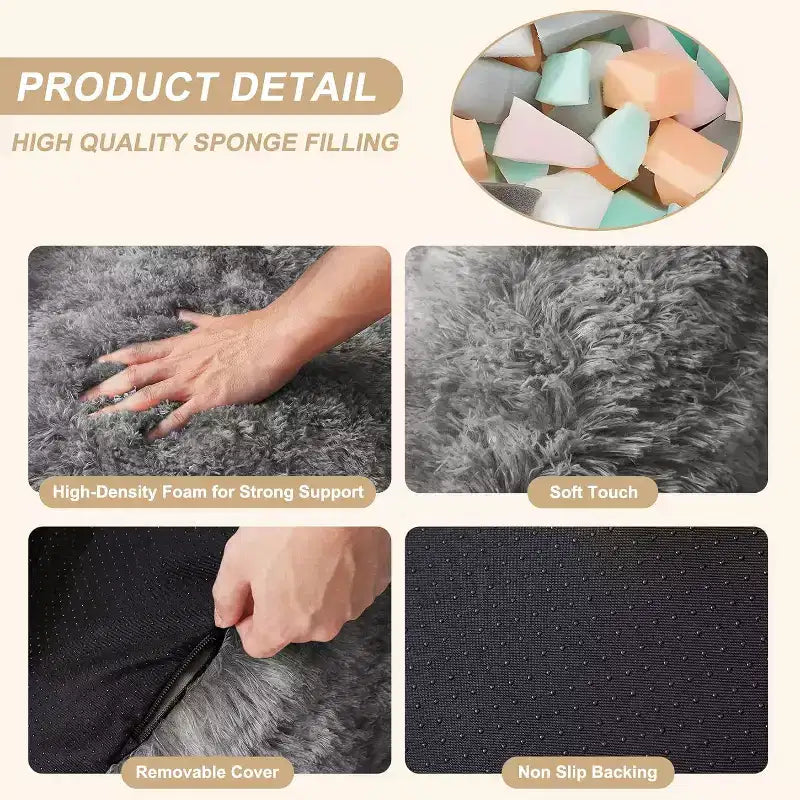 Soft Fluffy Adult Bean Bag Chair with Armrest for Reading & Living Room