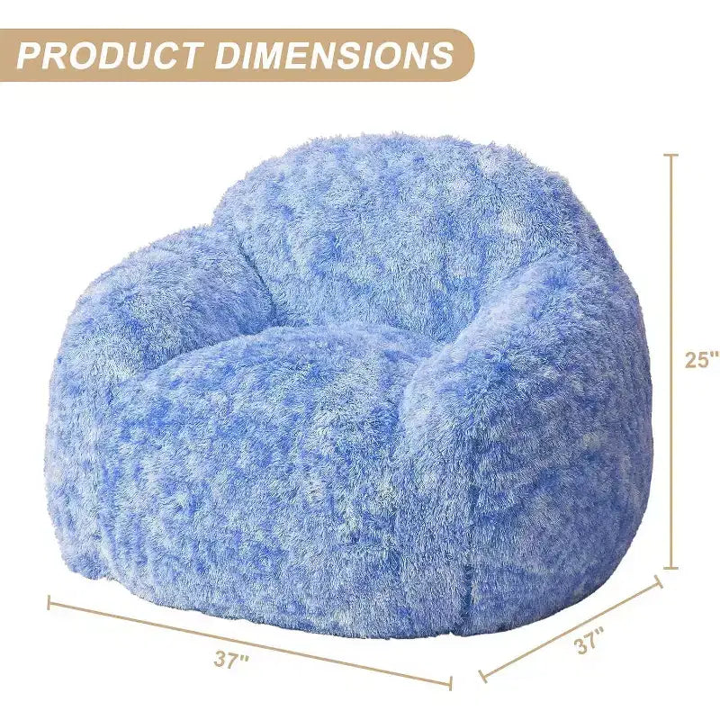 Soft Fluffy Adult Bean Bag Chair with Armrest for Reading & Living Room
