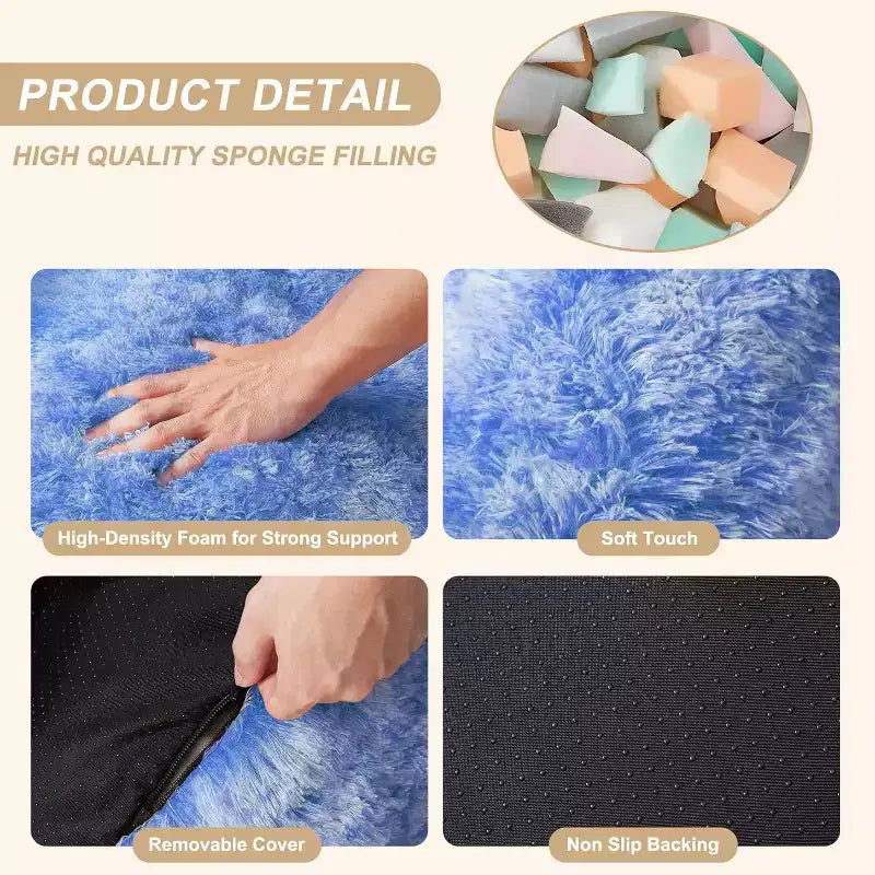 Soft Fluffy Adult Bean Bag Chair with Armrest for Reading & Living Room