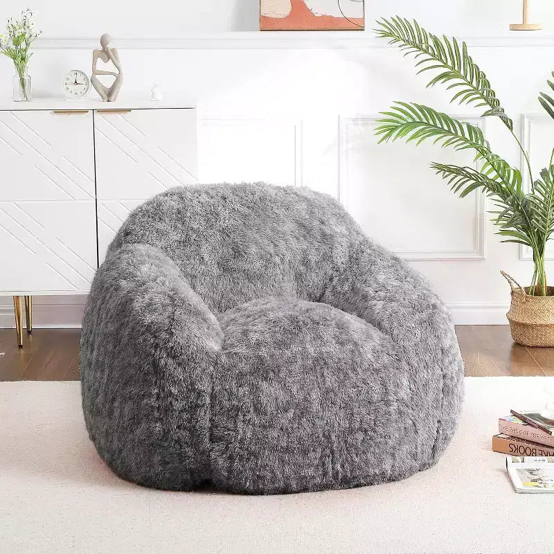 GustoWave Soft Fluffy Adult Bean Bag Chair with Armrest for Reading Living Room