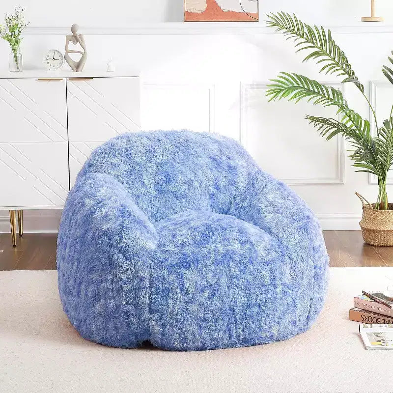 Soft Fluffy Adult Bean Bag Chair with Armrest for Reading & Living Room