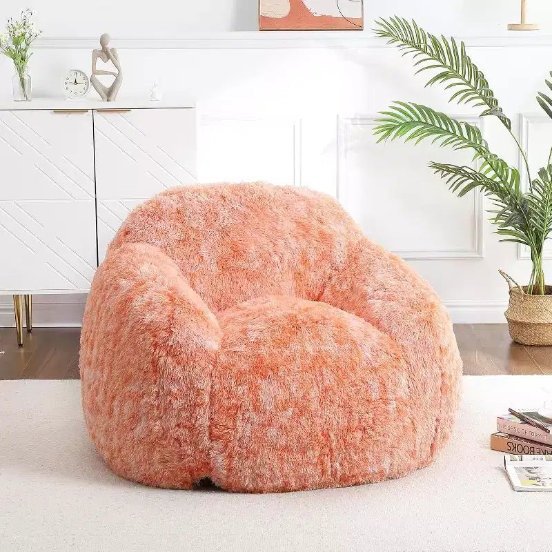 Soft Fluffy Adult Bean Bag Chair with Armrest for Reading & Living Room