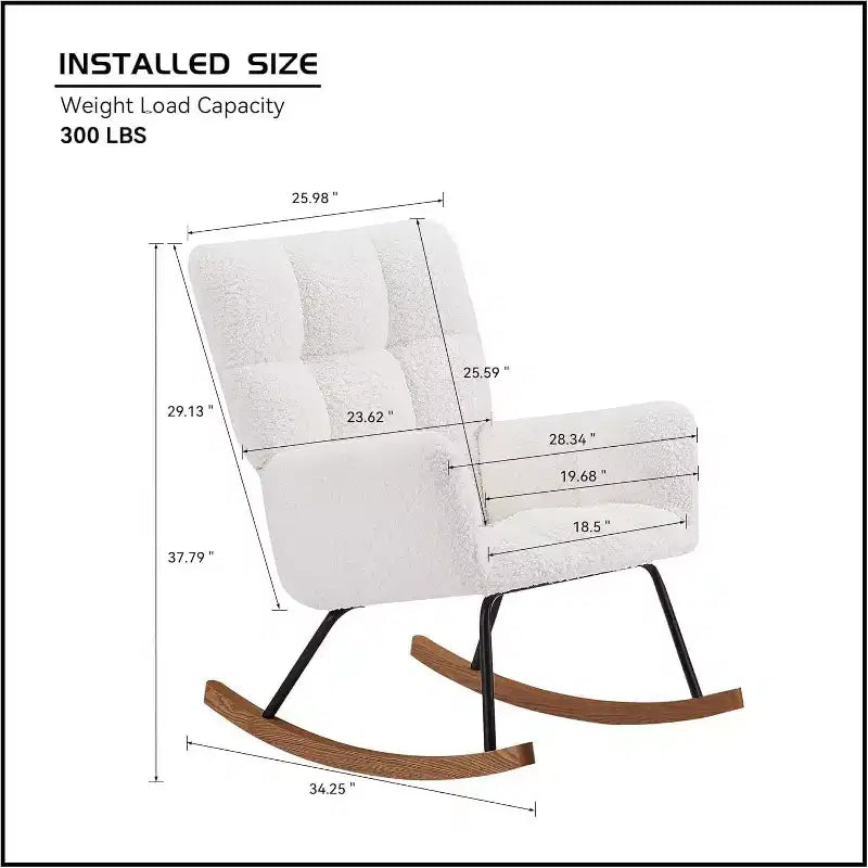 Rocking Chair Ergonomic Lounge Recliner with High Backrest and Armrests, Upholstered Single Sofa for Living Room Bedroom Nursery