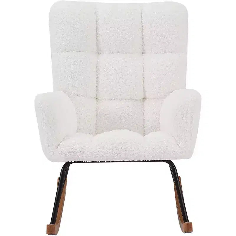 Rocking Chair Ergonomic Lounge Recliner with High Backrest and Armrests, Upholstered Single Sofa for Living Room Bedroom Nursery