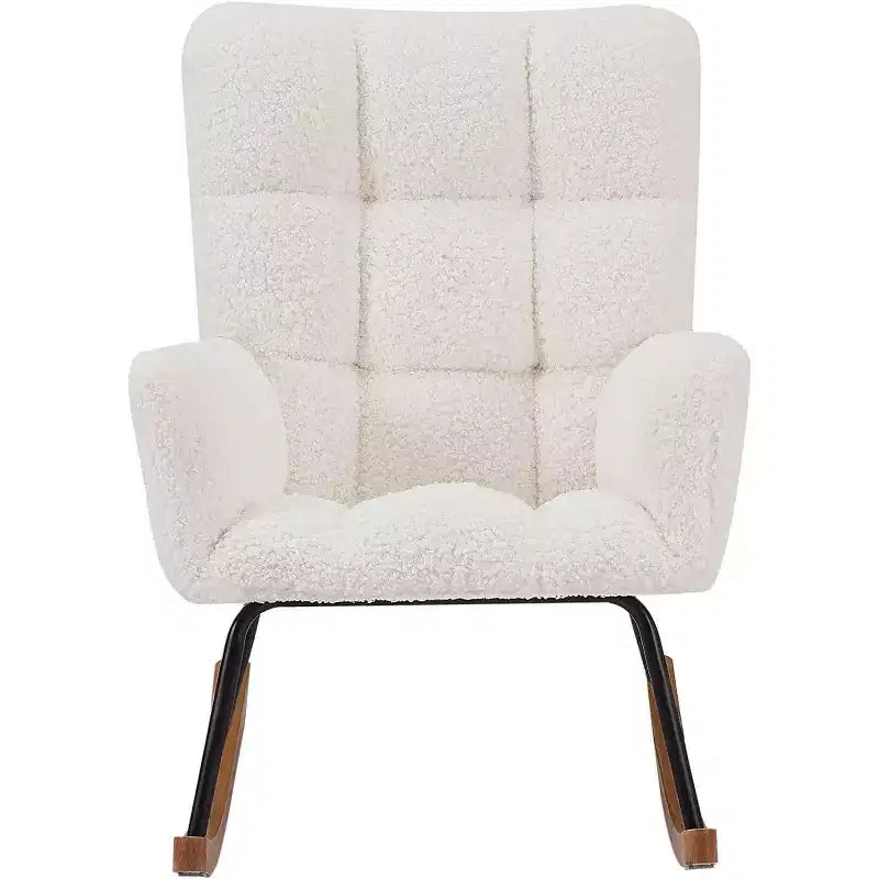 Rocking Chair Ergonomic Lounge Recliner with High Backrest and Armrests, Upholstered Single Sofa for Living Room Bedroom Nursery