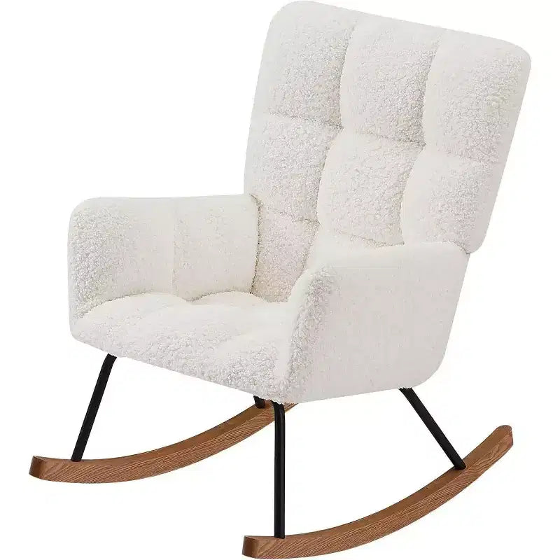 Rocking Chair Ergonomic Lounge Recliner with High Backrest and Armrests, Upholstered Single Sofa for Living Room Bedroom Nursery