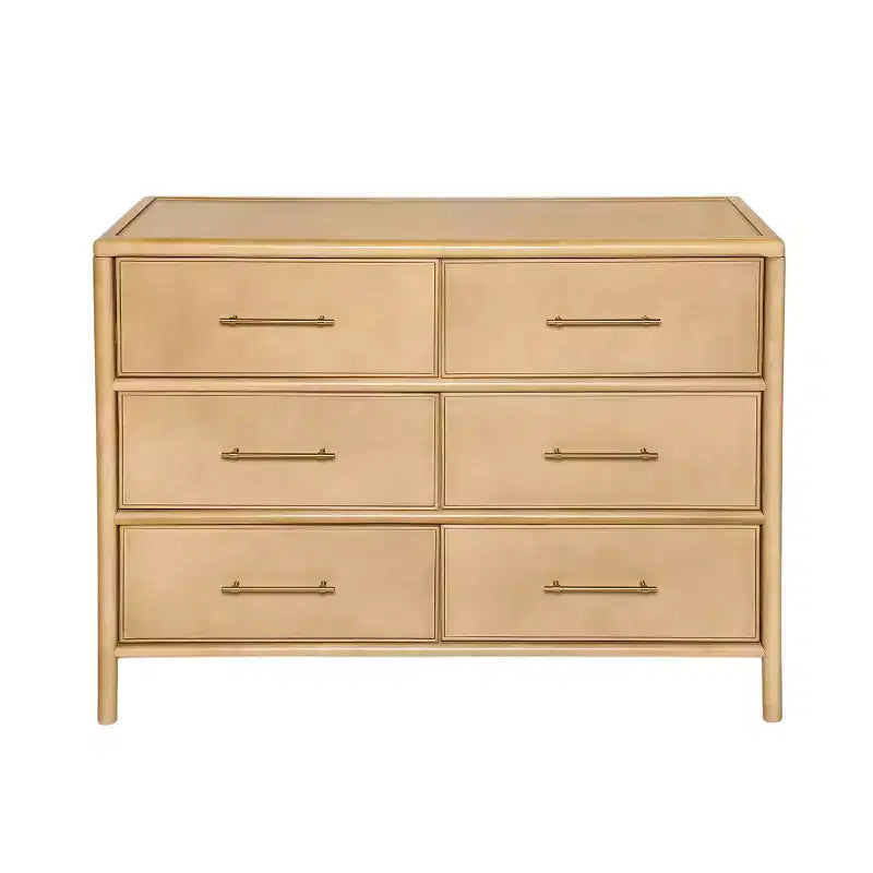 48'' Vintage Acacia Wood Storage Cabinet with 6 Drawers