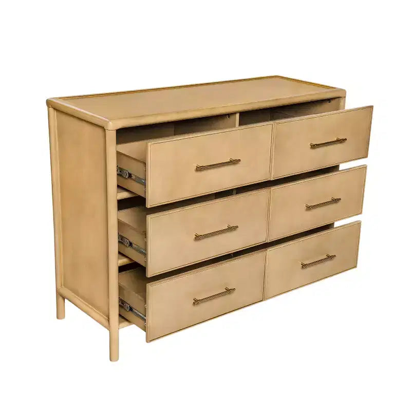 48'' Vintage Acacia Wood Storage Cabinet with 6 Drawers