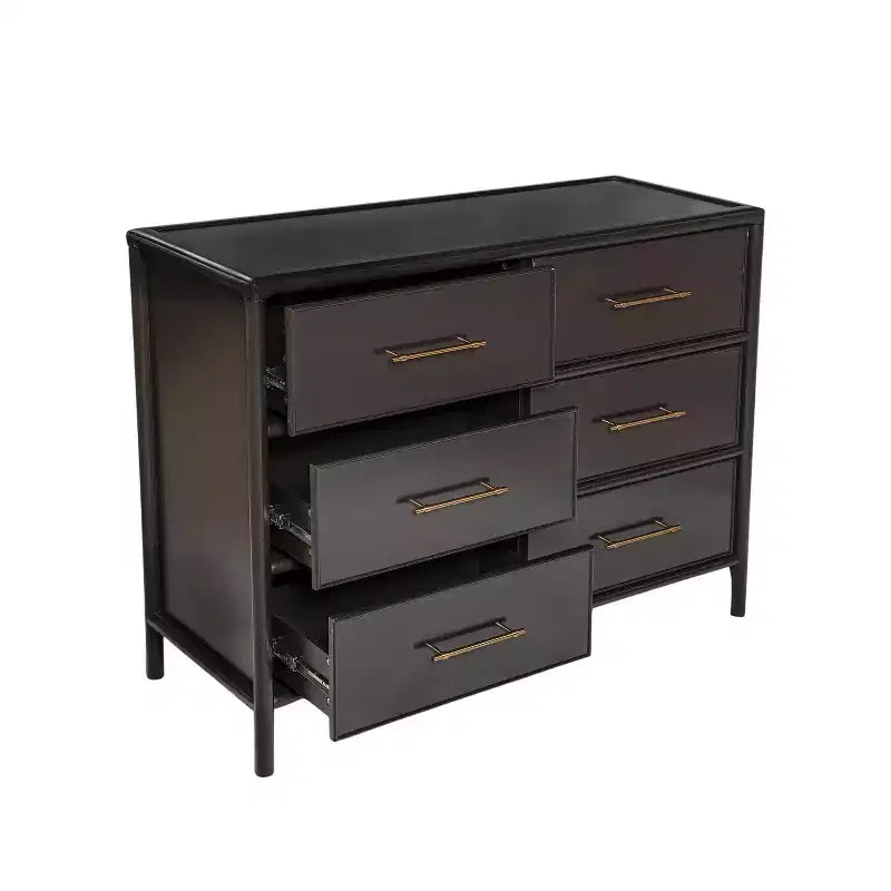 48'' Vintage Acacia Wood Storage Cabinet with 6 Drawers