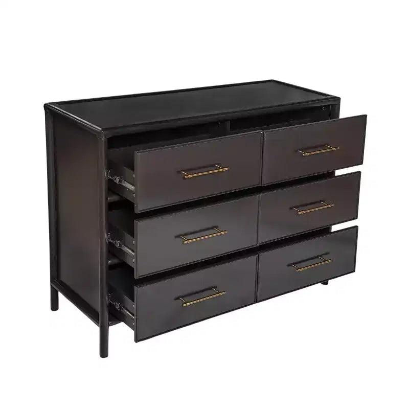 48'' Vintage Acacia Wood Storage Cabinet with 6 Drawers