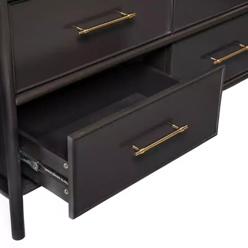 48'' Vintage Acacia Wood Storage Cabinet with 6 Drawers