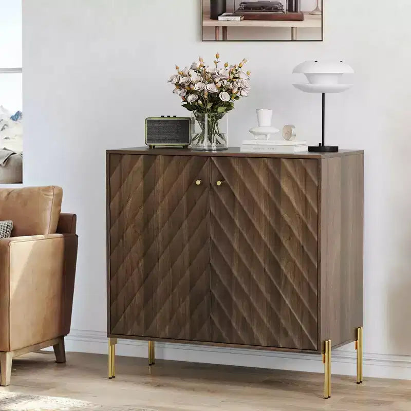Mid-Century Modern Sideboard Storage Cabinet for Living Room & Kitchen, Brown