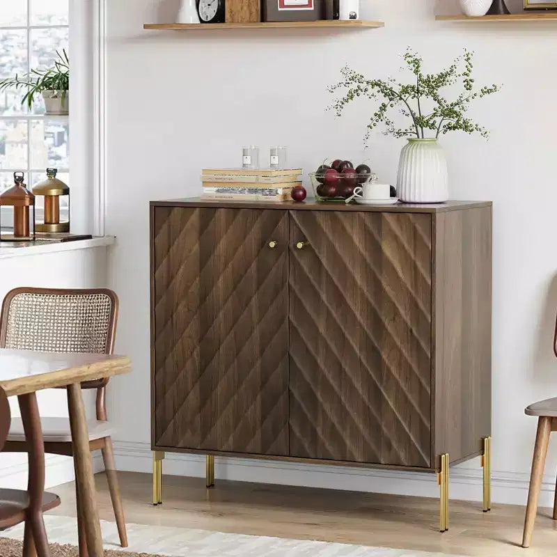 Mid-Century Modern Sideboard Storage Cabinet for Living Room & Kitchen, Brown