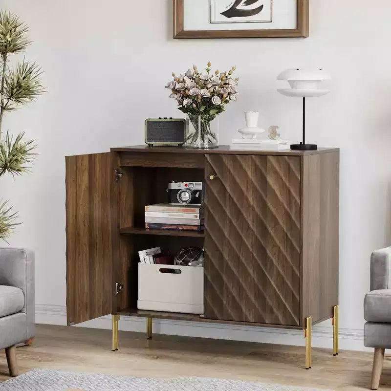 Mid-Century Modern Sideboard Storage Cabinet for Living Room & Kitchen, Brown