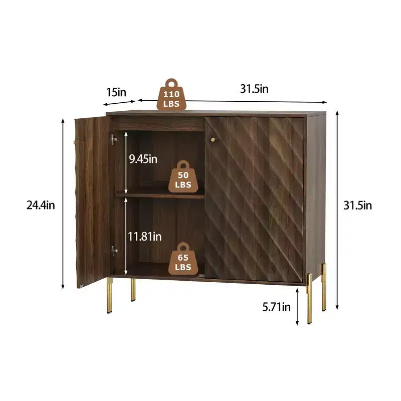Mid-Century Modern Sideboard Storage Cabinet for Living Room & Kitchen, Brown