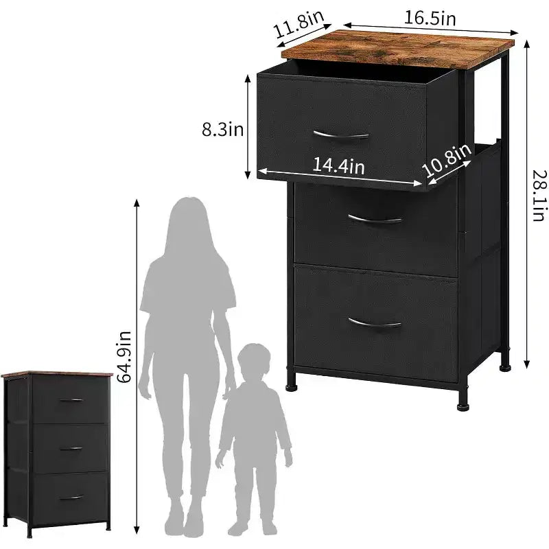Small 5-Drawer Dresser with Removable Fabric Baskets