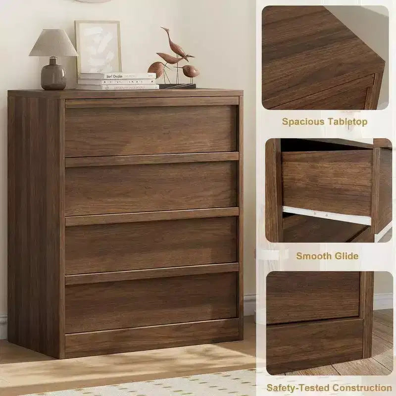 4-Drawer Dresser for Bedroom, Nightstand with Large Storage for Living Room, Nursery & Entryway