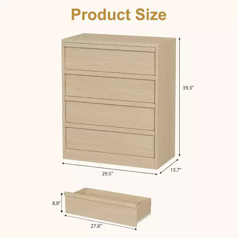 4-Drawer Dresser for Bedroom, Nightstand with Large Storage for Living Room, Nursery & Entryway