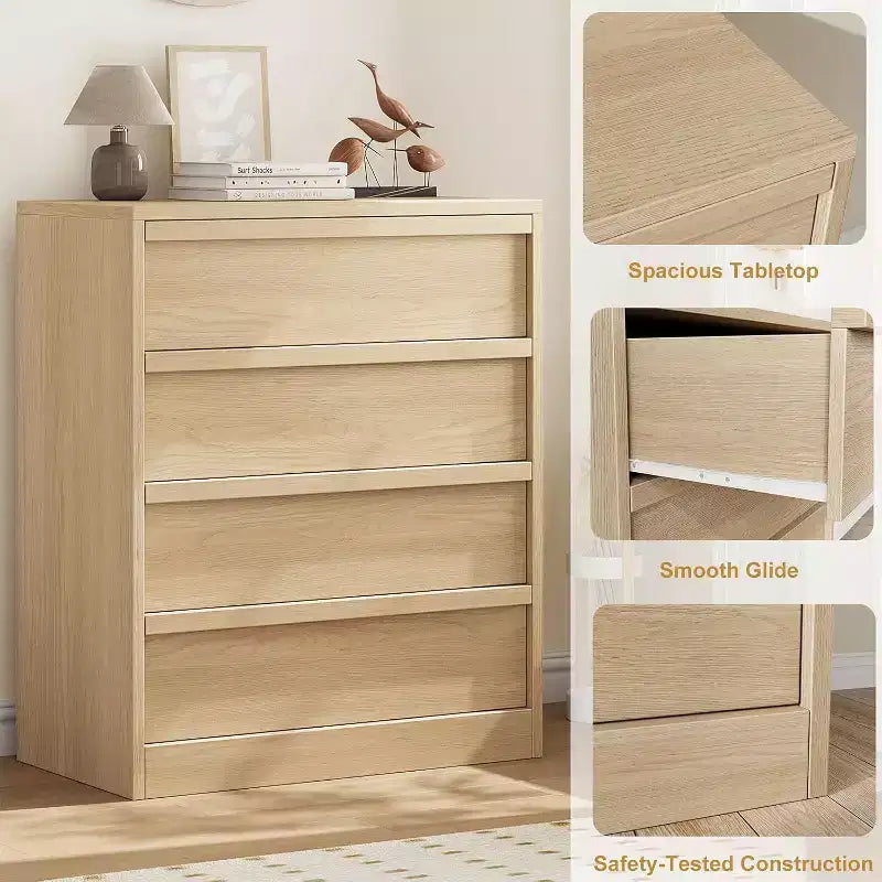 4-Drawer Dresser for Bedroom, Nightstand with Large Storage for Living Room, Nursery & Entryway