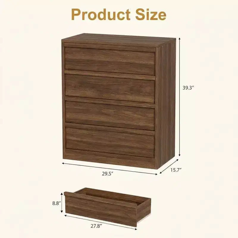 4-Drawer Dresser for Bedroom, Nightstand with Large Storage for Living Room, Nursery & Entryway