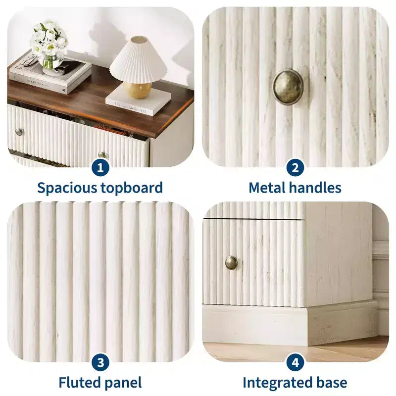5-Drawer Tall Dresser for Bedroom – Fluted Chest of Drawers with Metal Handles