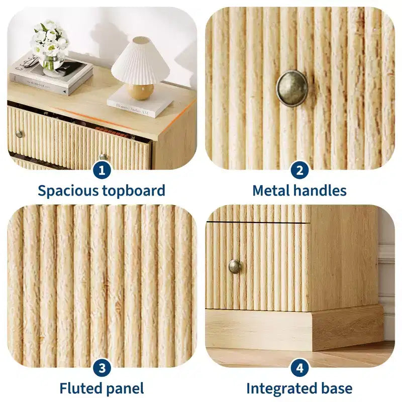 5-Drawer Tall Dresser for Bedroom – Fluted Chest of Drawers with Metal Handles