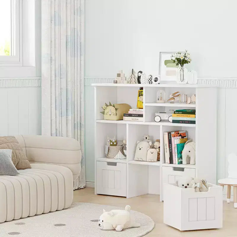 Toy Storage Cabinet with 3 Drawers & 6 Cubbies for Playroom, Nursery & Kids Room