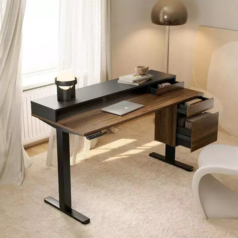 Standing Desk with Drawers and File Cabinet, 47 Inch Electric Height Adjustable Desk with Storage, Ergonomic Stand Up Table with Monitor Stand