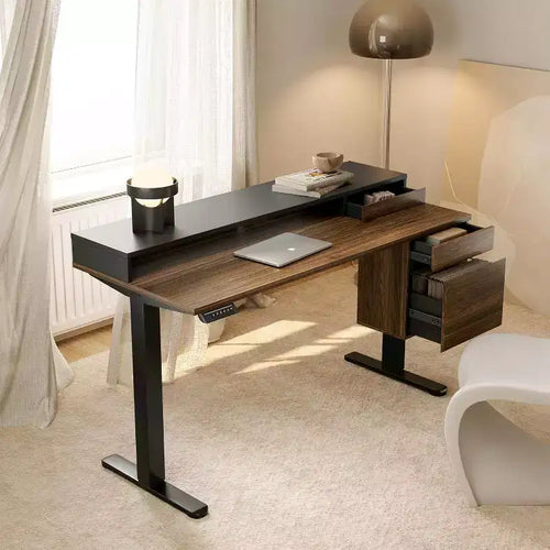 Standing Desk with Drawers and File Cabinet, 47 Inch Electric Height Adjustable Desk with Storage, Ergonomic Stand Up Table with Monitor Stand