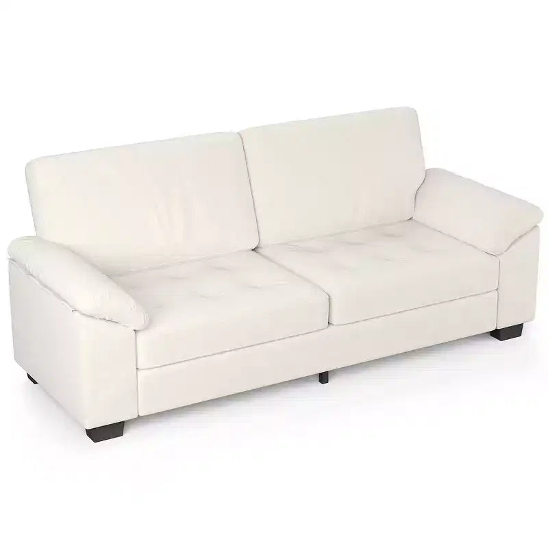 90 3 Seater Velvet Upholstered Sofa, Oversized Couch with Soft Spacious Armrests, Comfy Button Tufted Design for Living Room & Bedroom