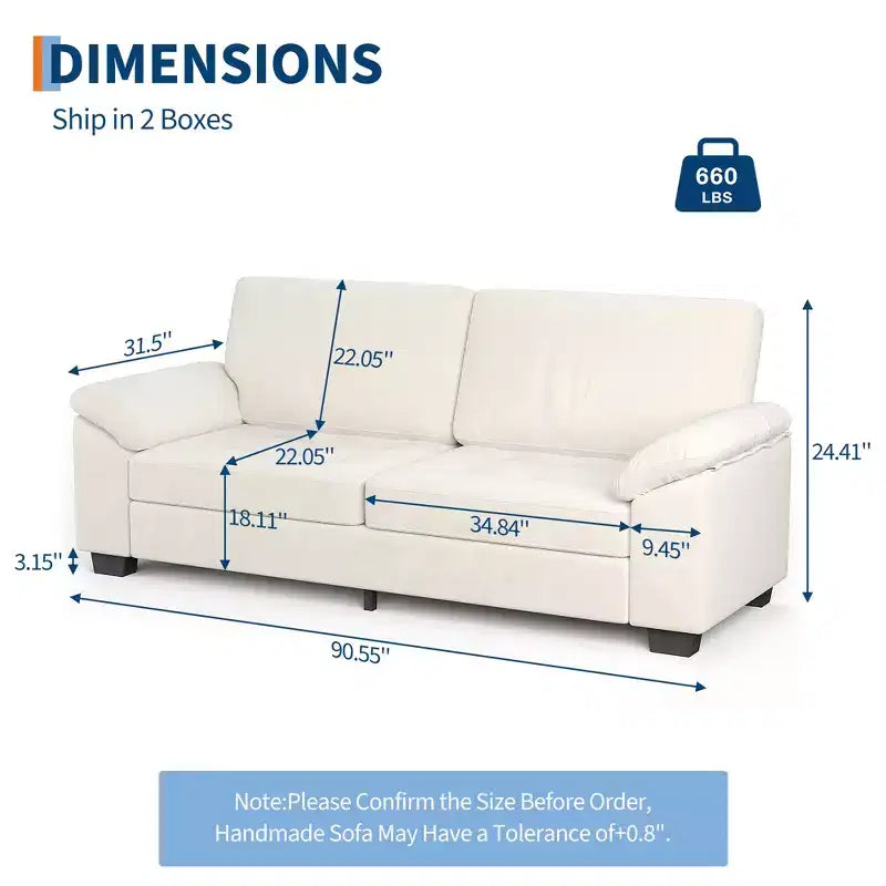 3-Seater Velvet Upholstered Sofa with Button Tufted Design