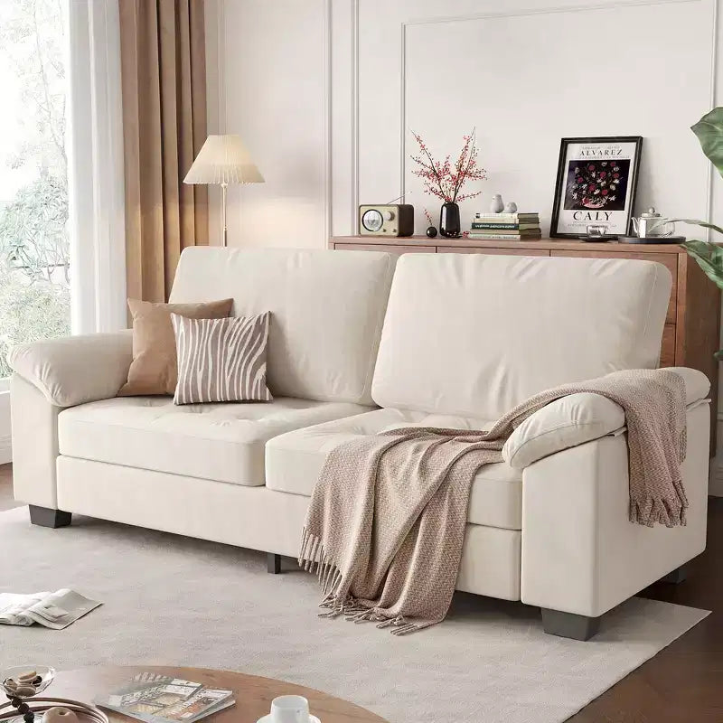 3-Seater Velvet Upholstered Sofa with Button Tufted Design