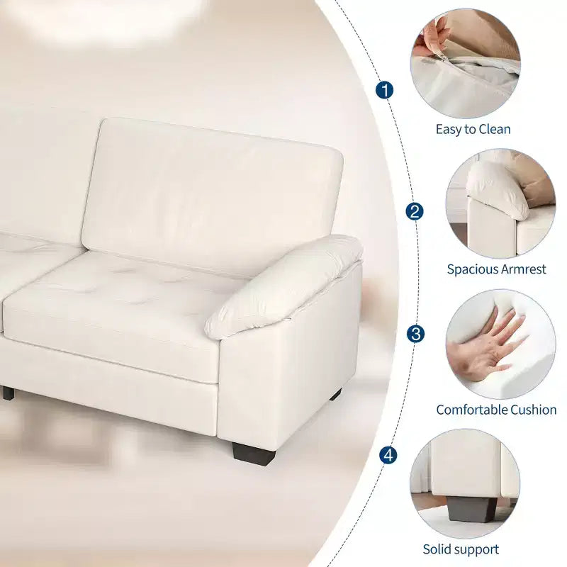3-Seater Velvet Upholstered Sofa with Button Tufted Design