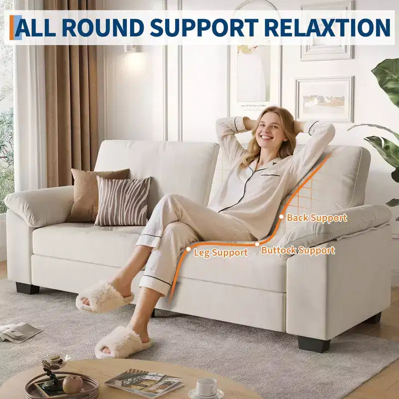3-Seater Velvet Upholstered Sofa with Button Tufted Design