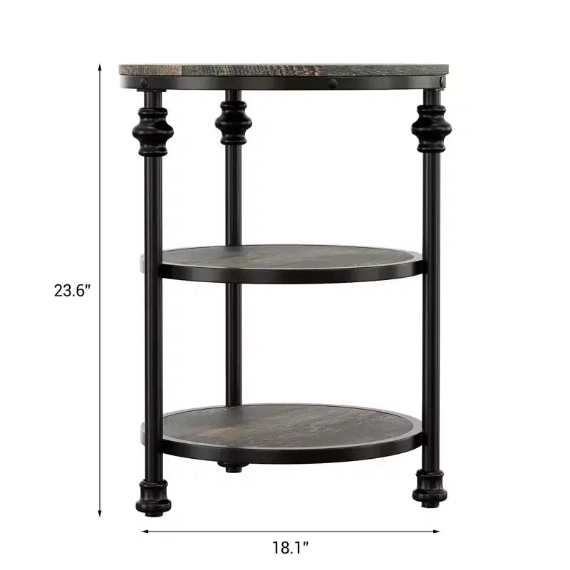 3-Tier End Table with Storage, Side Table with Metal Column Legs for Living Room Bedroom