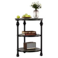 3-Tier End Table with Storage, Rustic Farmhouse Side Table with Metal Column Legs, Dark Oak Accent Table for Living Room Bedroom