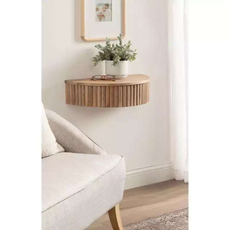 Ribbed Floating Side Table, 20x11x6, Natural