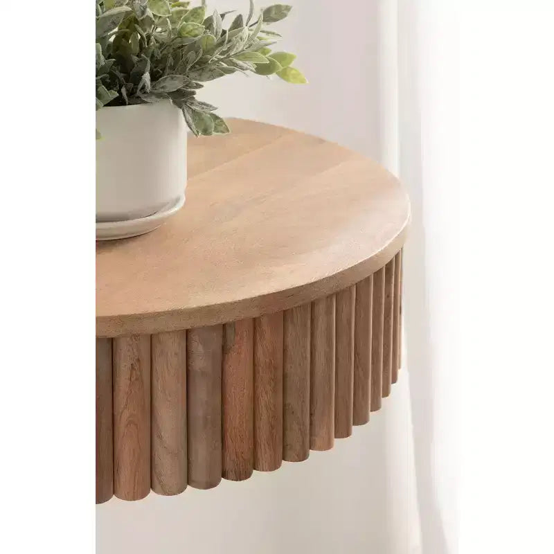Ribbed Floating Side Table, 20x11x6, Natural