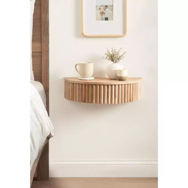 Ribbed Floating Side Table, 20x11x6, Natural