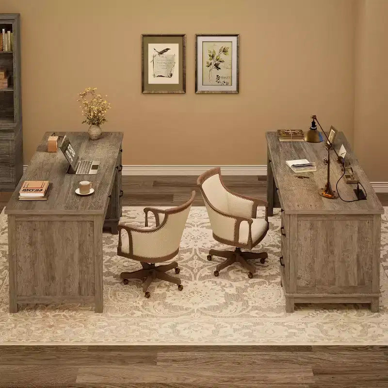 Office Desk with File Drawer, 53.5" Wooden Writing Desk for Home Office - Sturdy Workstation with Ample Storage