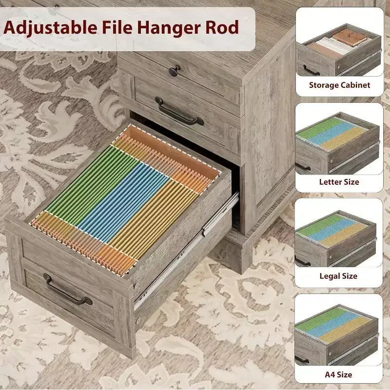Office Desk with File Drawer, 53.5" Wooden Writing Desk for Home Office - Sturdy Workstation with Ample Storage