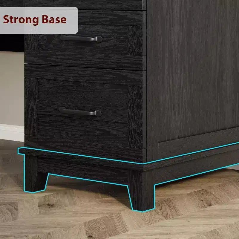 Office Desk with File Drawer, 53.5" Wooden Writing Desk for Home Office - Sturdy Workstation with Ample Storage