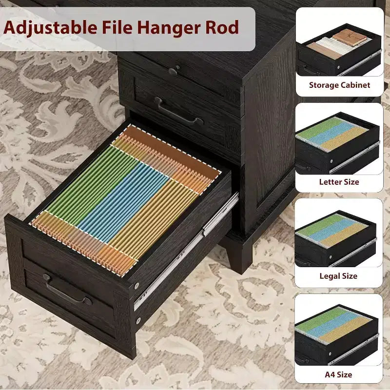 Office Desk with File Drawer, 53.5" Wooden Writing Desk for Home Office - Sturdy Workstation with Ample Storage